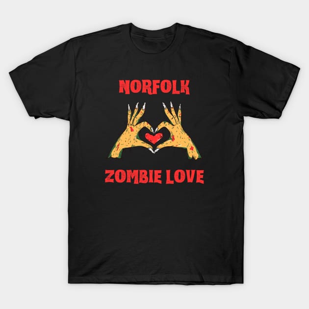 Norfolk Zombie Love Red T-Shirt by MyriadNorfolk